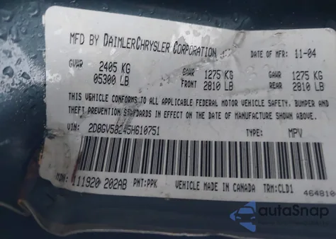 2005 Dodge Magnum Rt из США, поврежденный, VIN 2D8GV58245H610751